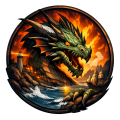 Pickharborterrac Logo emblem showing stylized red dragon scales